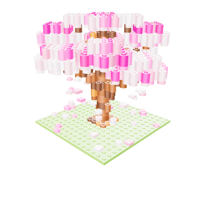 3D brick creation — cherry blossom tree